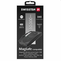 Swissten Powerbank MagSafe 10 000 mAh, čierna