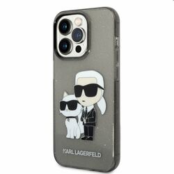 Zadný kryt Karl Lagerfeld IML Glitter Karl and Choupette NFT pre Apple iPhone 14 Pro Max, čierna