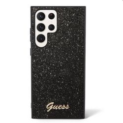 Zadný kryt Guess PC/TPU Glitter Flakes Metal Logo pre Samsung Galaxy S23 Ultra, čierna | pgs.sk