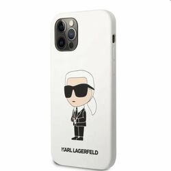 Zadný kryt Karl Lagerfeld Liquid Silicone Ikonik NFT pre Apple iPhone 12/12 Pro, biela