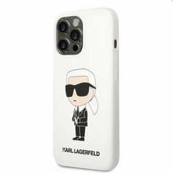 Zadný kryt Karl Lagerfeld Liquid Silicone Ikonik NFT pre Apple iPhone 13 Pro Max, biela