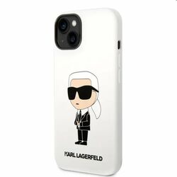 Zadný kryt Karl Lagerfeld Liquid Silicone Ikonik NFT pre Apple iPhone 14 Plus, biela | pgs.sk