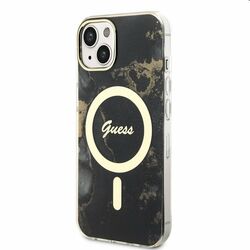 Zadný kryt Guess Marble IML MagSafe for Apple iPhone 14, čierna