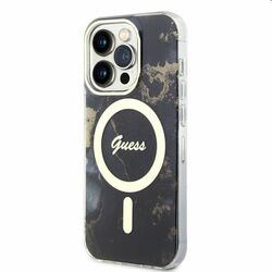 Zadný kryt Guess Marble IML MagSafe for Apple iPhone 14 Pro Max, čierna