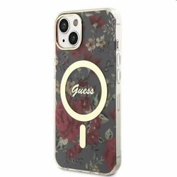 Zadný kryt Guess PC/TPU Flowers IML MagSafe for Apple iPhone 13, kaki