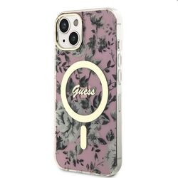 Zadný kryt Guess PC/TPU Flowers IML MagSafe for Apple iPhone 13, ružová