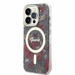 Zadný kryt Guess PC/TPU Flowers IML MagSafe for Apple iPhone 14 Pro, kaki