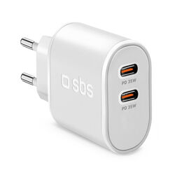 SBS Cestovný adaptér 2 x USB-C, PD, 35 W, biela | pgs.sk
