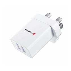 Sieťový Adaptér Swissten 2x USB 10,5W pre UK, biely