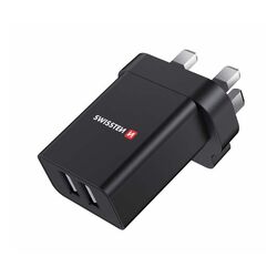 Sieťový Adaptér Swissten 2 x USB 10,5 W pre UK, čierna foto