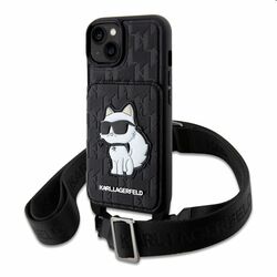 Zadný kryt Karl Lagerfeld Saffiano Monogram Crossbody Choupette NFT Kryt pre Apple iPhone 14, čierna | pgs.sk