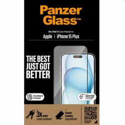 Ochranné sklo PanzerGlass UWF s aplikátorom pre Apple iPhone 15 Plus, čierna | pgs.sk