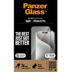 Ochranné sklo PanzerGlass UWF s aplikátorom pre Apple iPhone 15 Pro, čierna foto