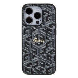 Zadný kryt Guess PU Grip Stand G Cube pre iPhone 15 Pro, čierna