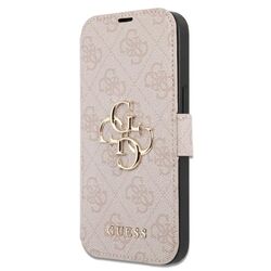Knižkové puzdro Guess PU Leather 4G Metal Logo pre iPhone 15 Pro, ružová