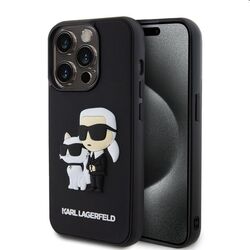 Zadný Karl Lagerfeld 3D Rubber Karl and Choupette pre Apple iPhone 13 Pro, čierna | pgs.sk