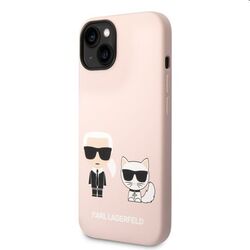 Zadný kryt Karl Lagerfeld MagSafe Liquid Silicone Karl and Choupette pre Apple iPhone 14, ružová