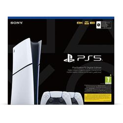 PlayStation 5 Digital (Model Slim) + bezdrôtový ovládač PlayStation 5 DualSense, biely
