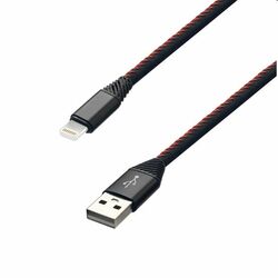 MobilNET Dátový a nabíjací kábel TPU USB/Lightning, 2A, 2m, čierny | pgs.sk