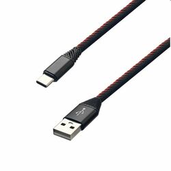 MobilNET Dátový a nabíjací kábel TPU USB/USB-C, 2A, 2m, čierny | pgs.sk