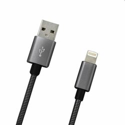 MobilNET Dátový a nabíjací kábel USB/Lightning, 2A, 1m, sivý | pgs.sk