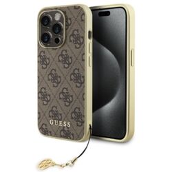 Zadný kryt Guess 4G Charms pre iPhone 15 Pro, hnedý