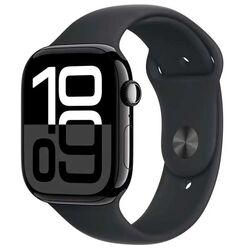 Apple Watch Series 10 GPS + Cellular 46mm Jet Black Aluminium Case with Black Sport Band - M/L
