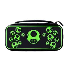 PDP 1-Up Mushroom Plus Glow Travel Case for Nintendo Switch, black