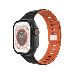 FIXED Silicone Magnetic Strap pre Apple Watch 42/44/45/49mm, čierny