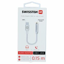 Audio adaptér Swissten USB-C/Jack (samica) 0,15 m, strieborný foto