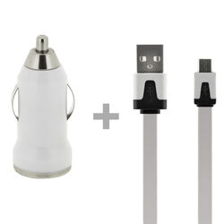 Autonabíjačka 4 OK a Dátový kábel USB, 1 AMP, biela foto