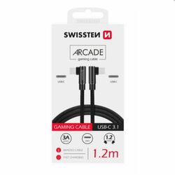 Dátový kábel Swissten USB-C/USB-C textilný s podporou rýchlonabíjania, čierny na pgs.sk