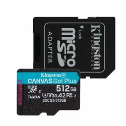 Kingston Canvas Go Plus Micro SDXC 512 GB , SD adaptér, UHS-I U3 A2, Class 10 - rýchlosť 170/90 MB/s | pgs.sk
