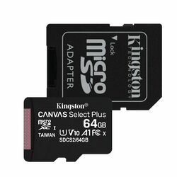 Kingston Canvas SeIect Plus Micro SDXC 64 GB , SD adaptér, UHS-I A1, Class 10 - rýchlosť 100 MB/s | pgs.sk