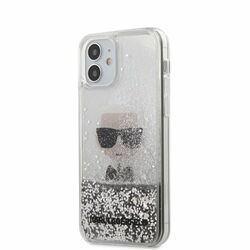 Púzdro Karl Lagerfeld Liquid Glitter Iconic pre iPhone 12 mini, silver