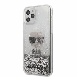 Púzdro Karl Lagerfeld Liquid Glitter Iconic pre iPhone 12 Pro Max, silver