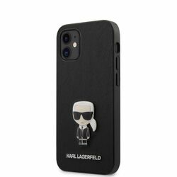 Púzdro Karl Lagerfeld Saffiano Iconic pre iPhone 12 mini, black