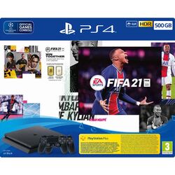 Sony PlayStation 4 Slim 500 GB, jet black + FIFA 21 CZ + DualShock 4 Wireless Controller v2, jet black + PS Plus 14 dní na pgs.sk